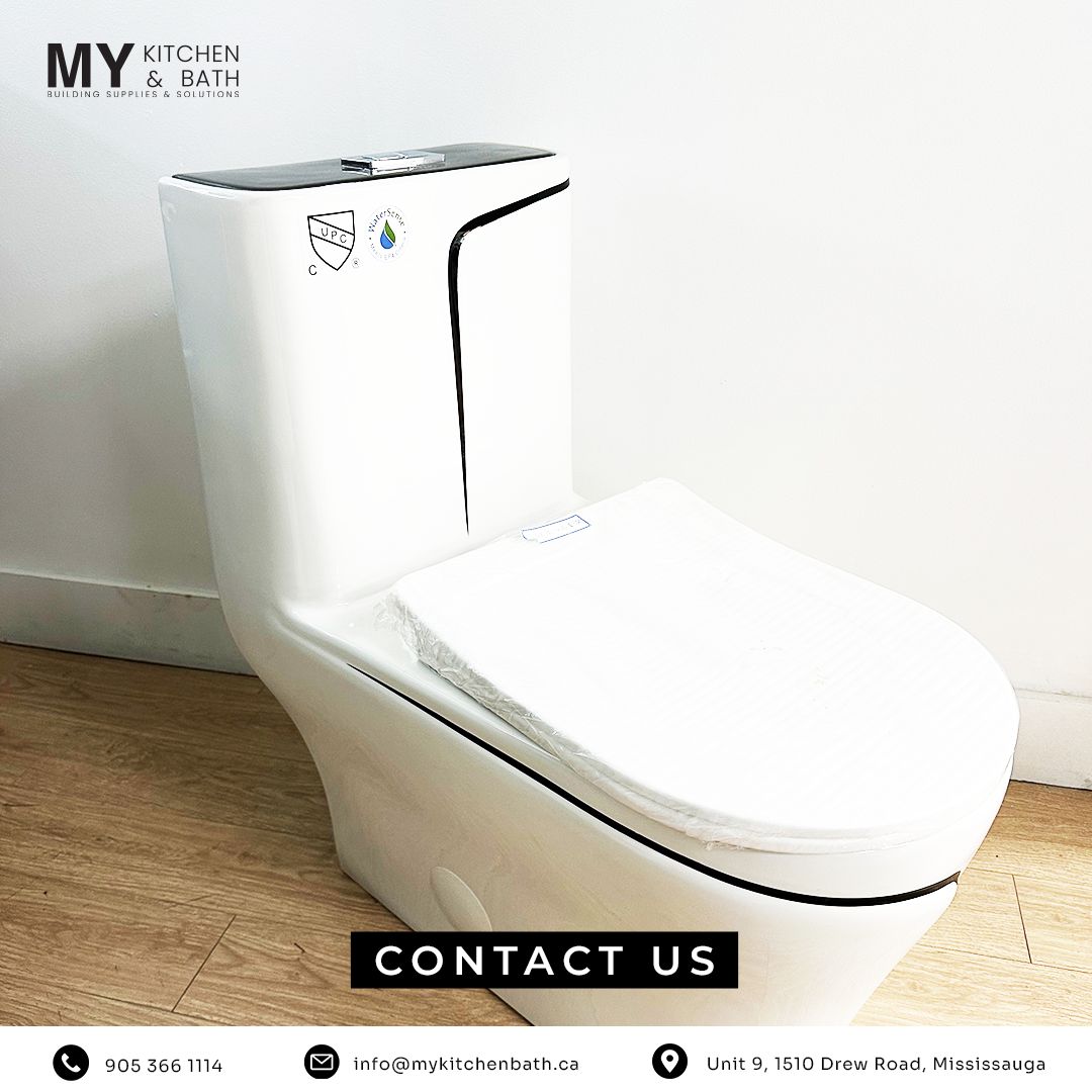 White and Black Line Toilet