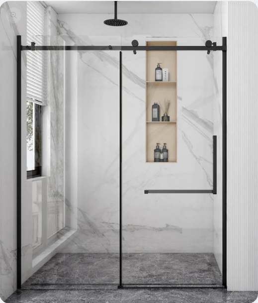 ZM-4872 Frameless Shower Door Glass 48x72 Black