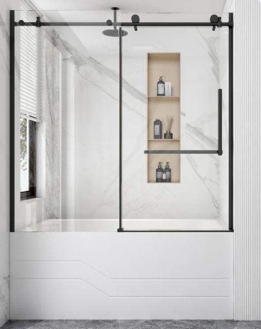 Frameless shower stainless steel W60X59 Black