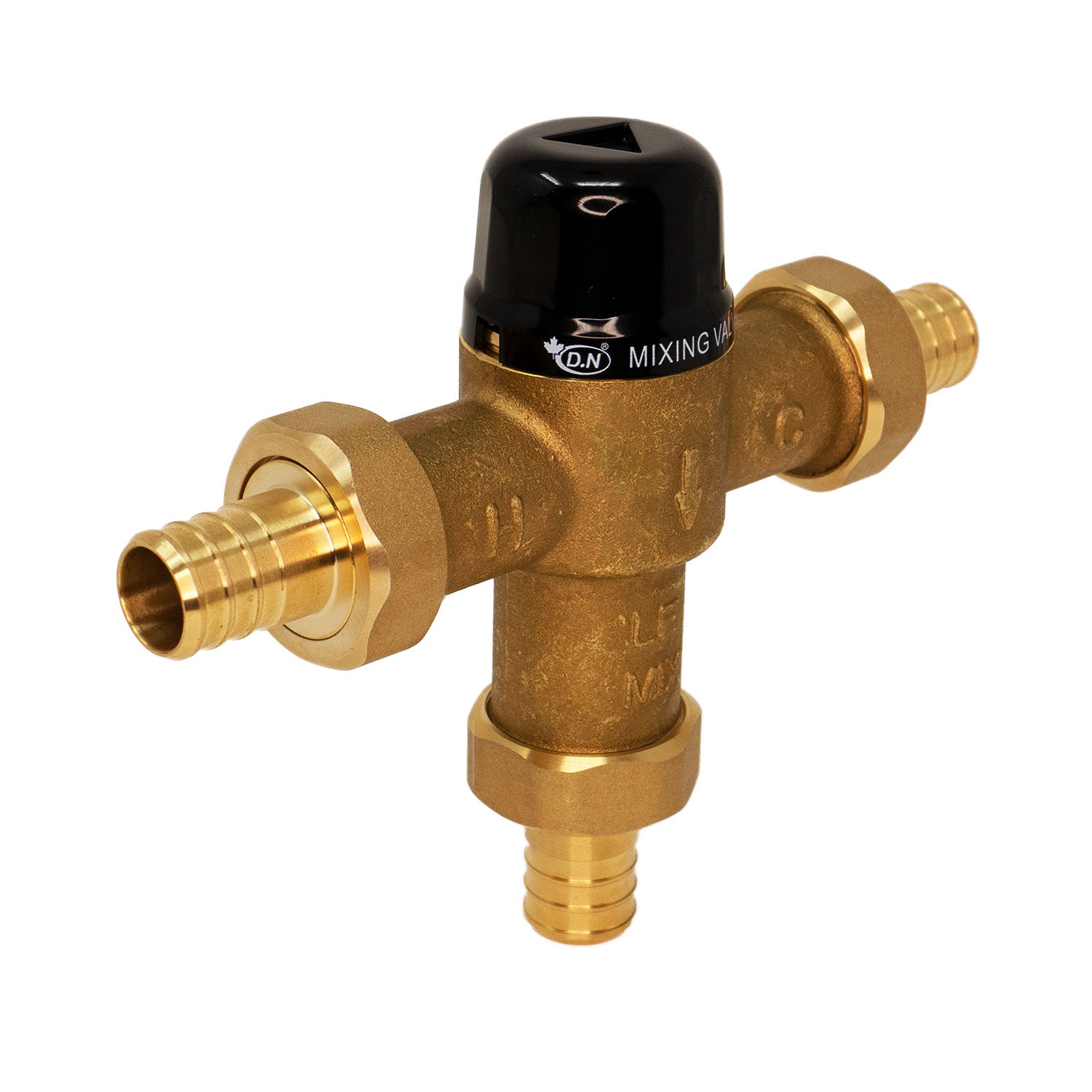 Thermostatic Mixing Valve 3/4 C Hot x 3/4 pex cold x3/4" pex Outlet