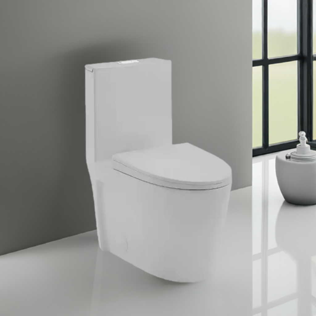 Slate Solitude: Matte Grey One-Piece Toilet