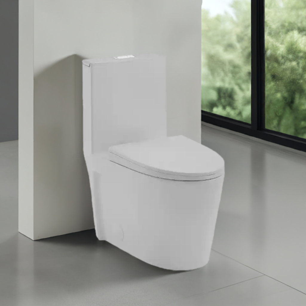 Slate Solitude: Matte Grey One-Piece Toilet