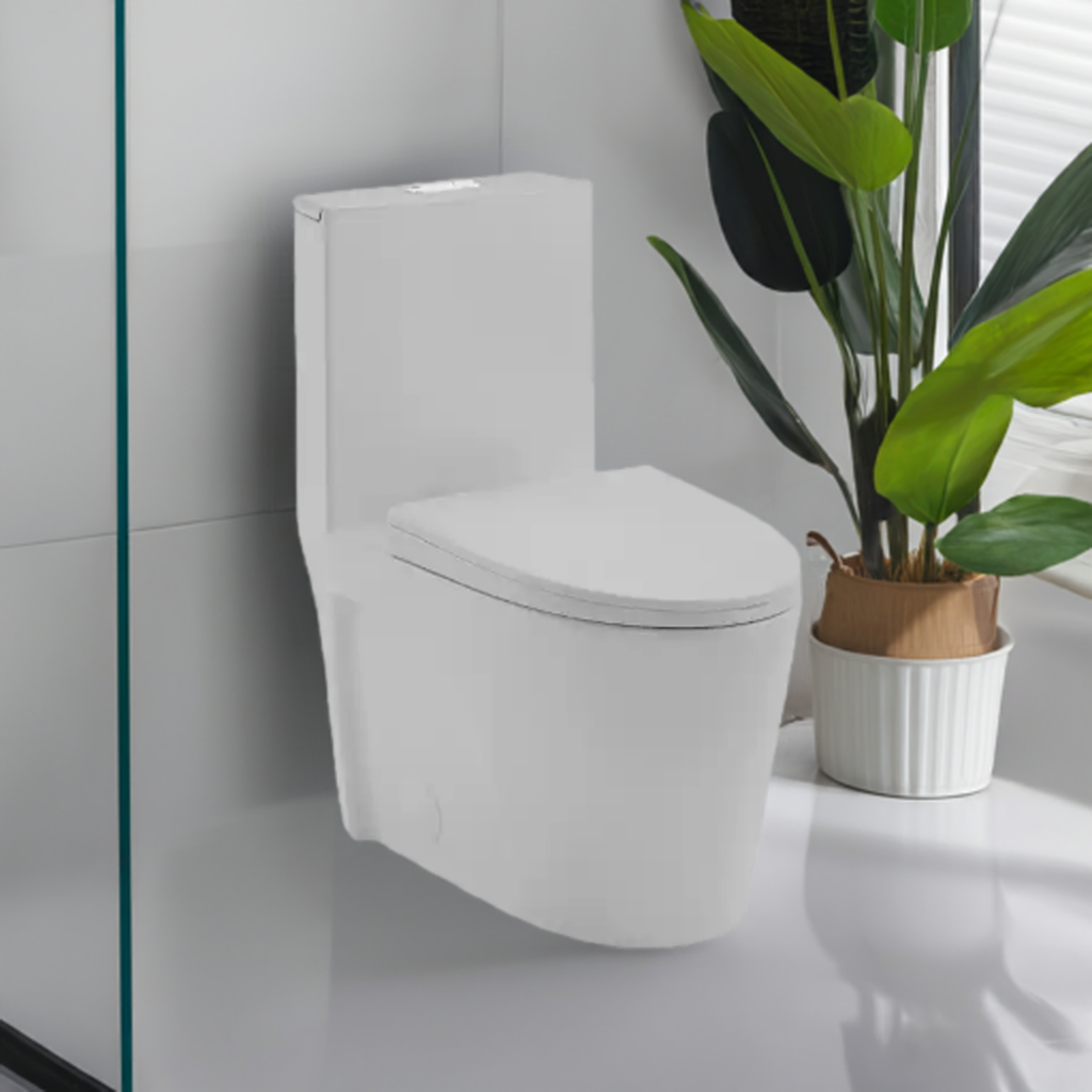 0382 Slate Solitude: White One-Piece Toilet