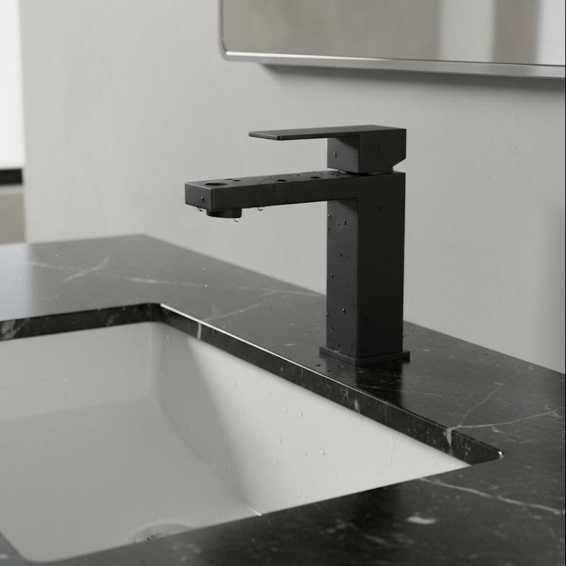 Modern Single-Handle Square Basin Faucet CM01116MB