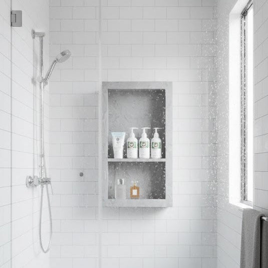 Grey Shower Niche double shelf