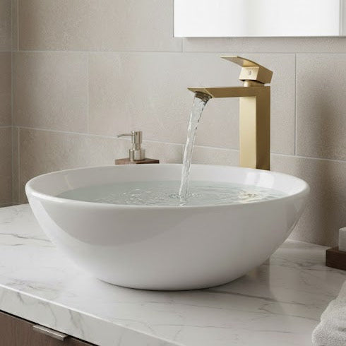 Brushed Gold Waterfall Vessel Sink Faucet HT-8020BG