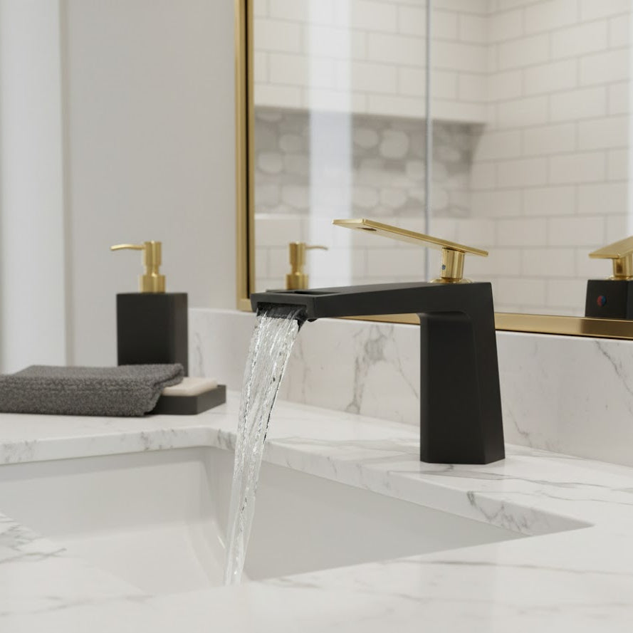 Delta Single Hole Bathroom Waterfall Faucet CZ344001BL+BG