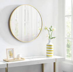 28" Gold Round Mirror
