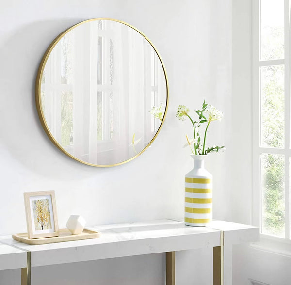 28" Gold Round Mirror