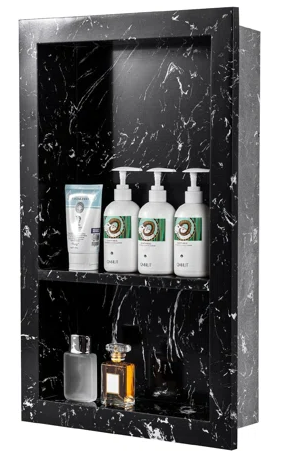 Black white veins Marble double shelf Niche