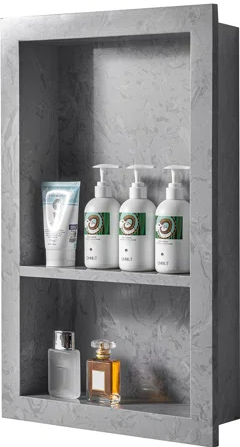 Grey Shower Niche double shelf