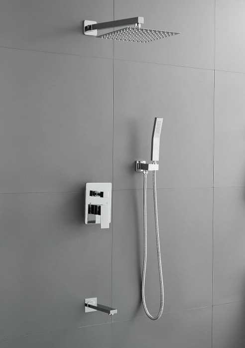 Lustrous Square Chrome Rain Shower Kit