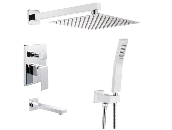 Lustrous Square Chrome Rain Shower Kit