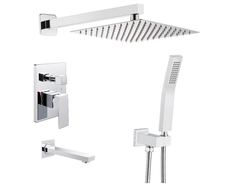 Lustrous Square Chrome Rain Shower Kit