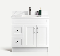MDF 36-Inch White Vanity Left