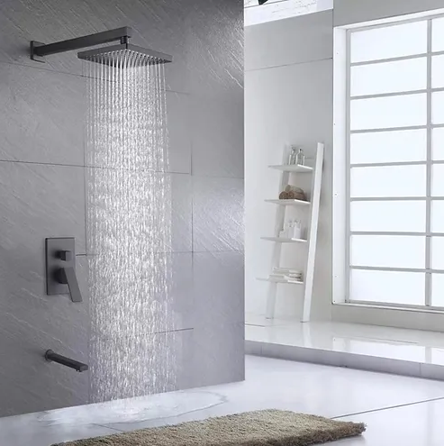 Midnight Square Matte Black Rain Shower Set