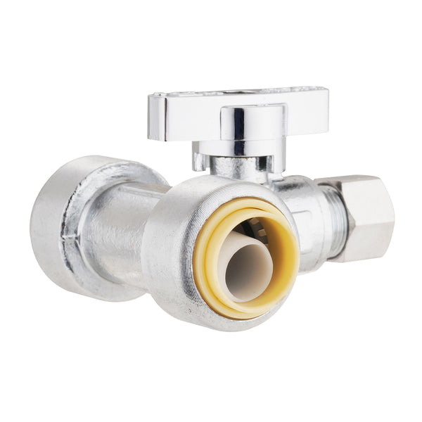 Push Fit Tee Ball Valve 1/2PF x 1/2"PF x 3/8" OD