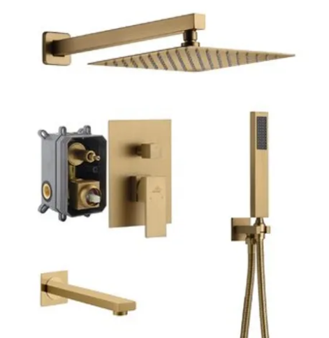 Radiant Gold Rainfall Shower Set (Square)
