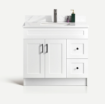 MDF 36-Inch White Vanity Right