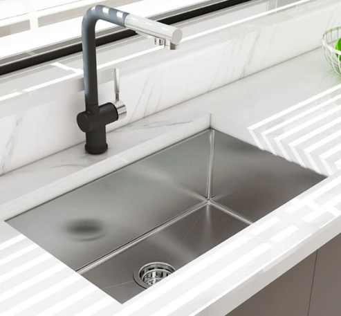 Silver Sink Single 32x18 Deep 10 Inch, With Drain &  Grid