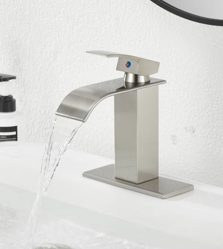 Silken Cascade: Single-Handle Faucet in Brushed Nickel