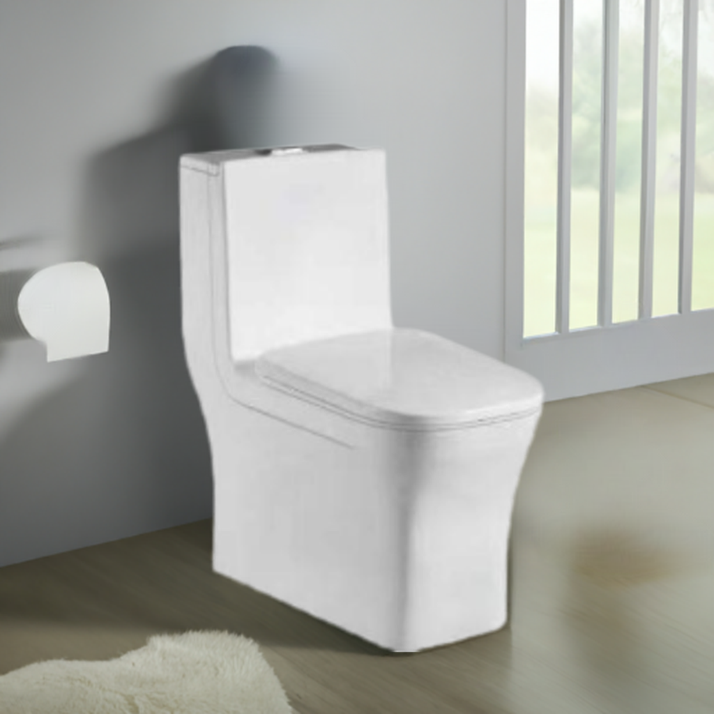 Arctic Solitude: Square One-Piece Toilet