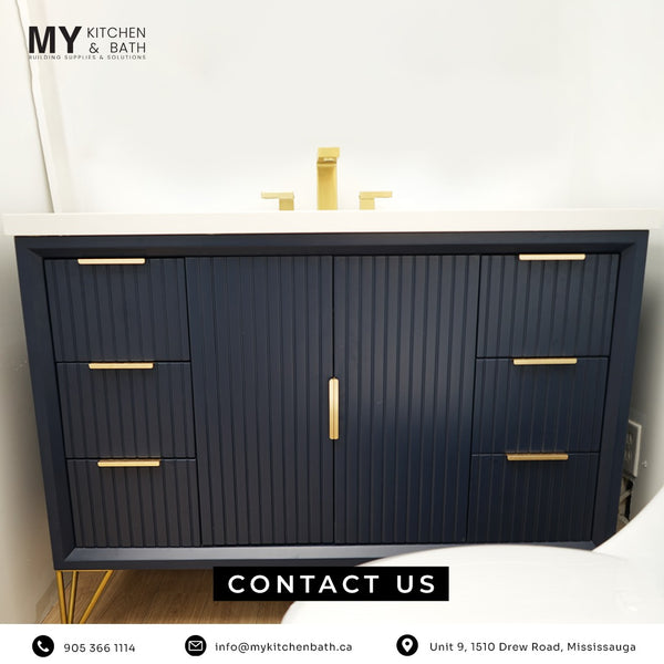 Blue 46 inch Solidwood with White Marble countertop