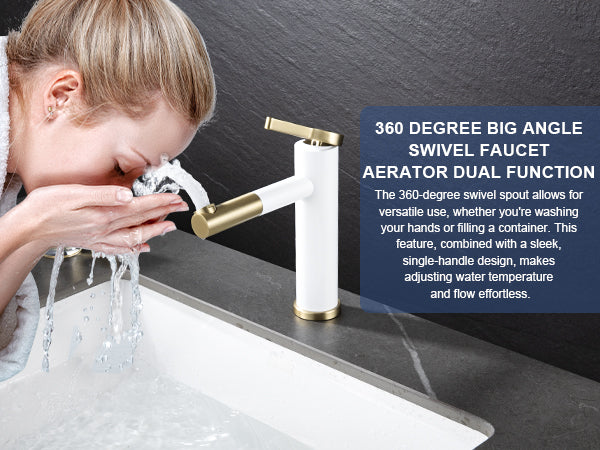 Modern High-Arc Vessel Sink Faucet with 360° Swivel Drinking Fountain Spout HT-8183F