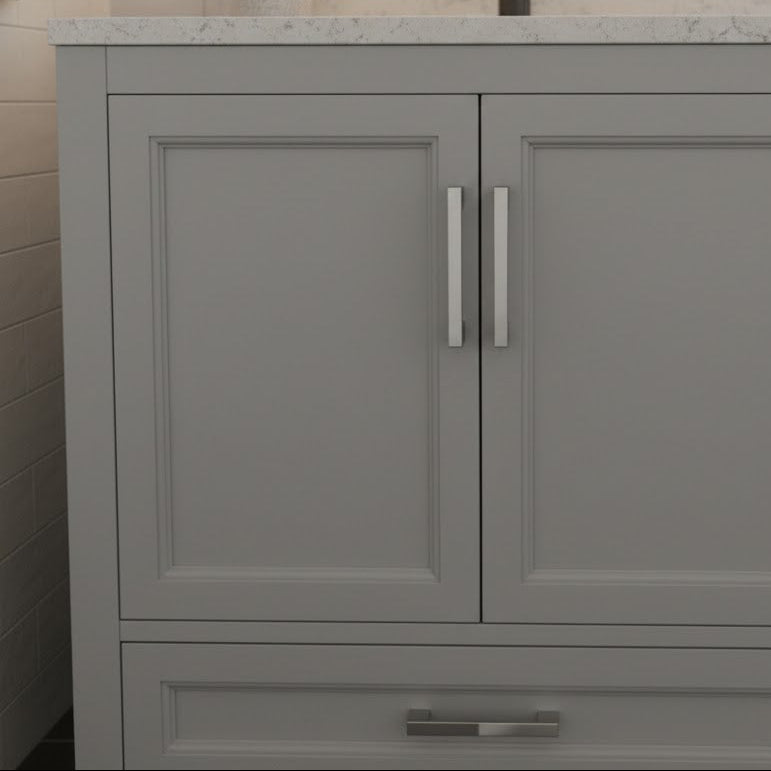30" Dark Grey Vanity Two Door- Solid Wood with Quartz Countertop