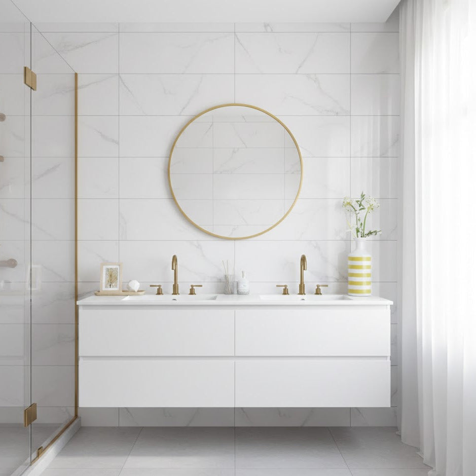 Round Aluminum Black Framed Mirror 28" R28-BG- 28