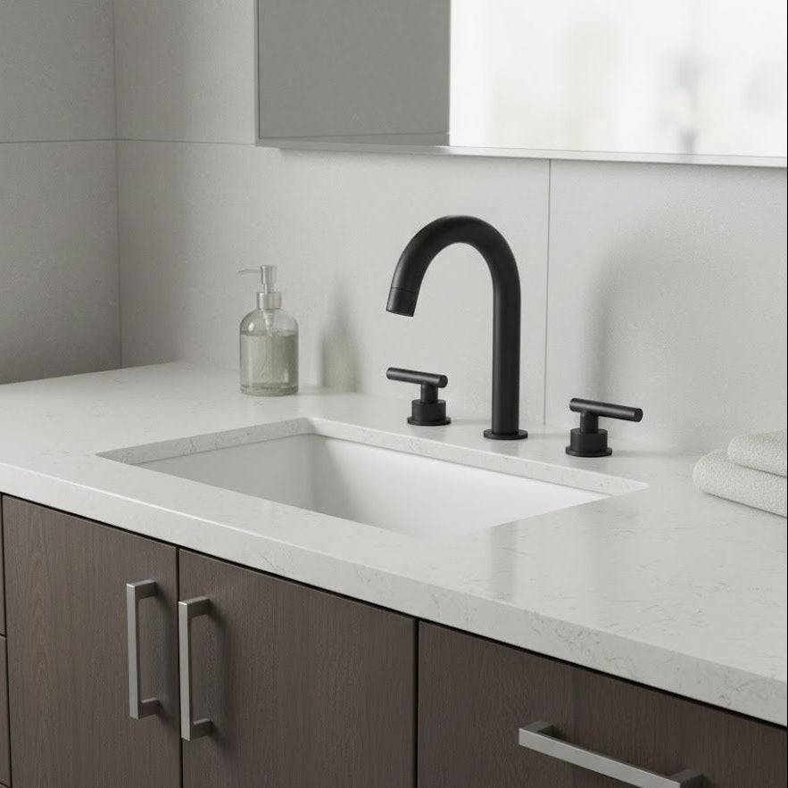 Widespread Matte Black Bathroom Faucet with High-Arc Spout CM01215MB