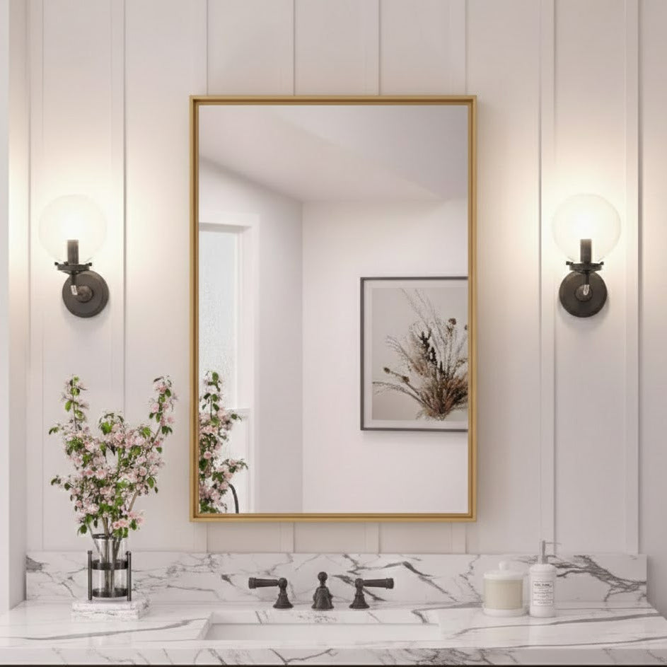 Brushed Gold Track Mirror 24X32 SQC24-BG