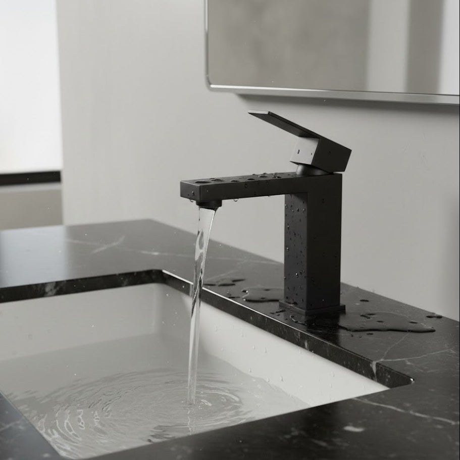 Modern Single-Handle Square Basin Faucet CM01116MB
