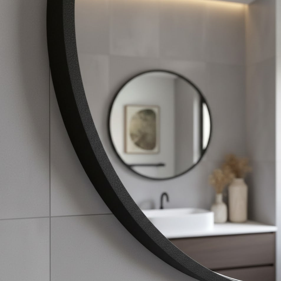 Round Aluminum Black Framed Mirror 28" R28-MB