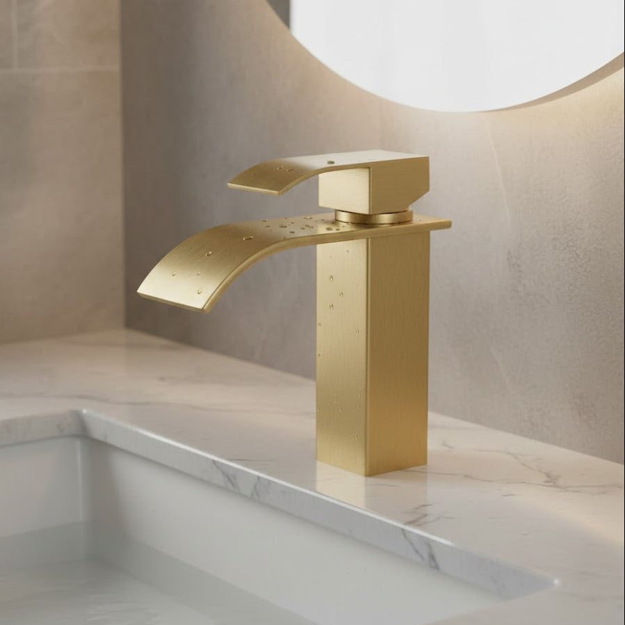 Brushed Gold Single-Handle Waterfall Faucet CM1001BG